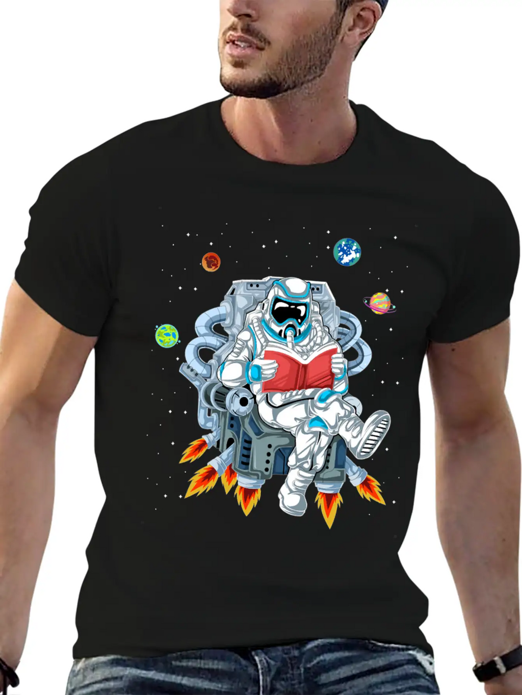 Astronaut Reading Unisex Casual T-Shirt – Clean Design For Daily Comfort