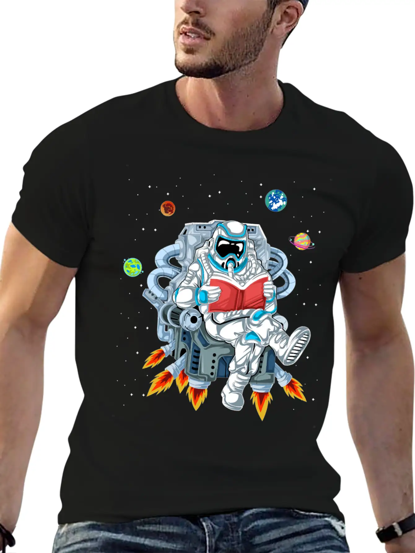 Astronaut Reading Unisex Casual T-Shirt – Clean Design For Daily Comfort