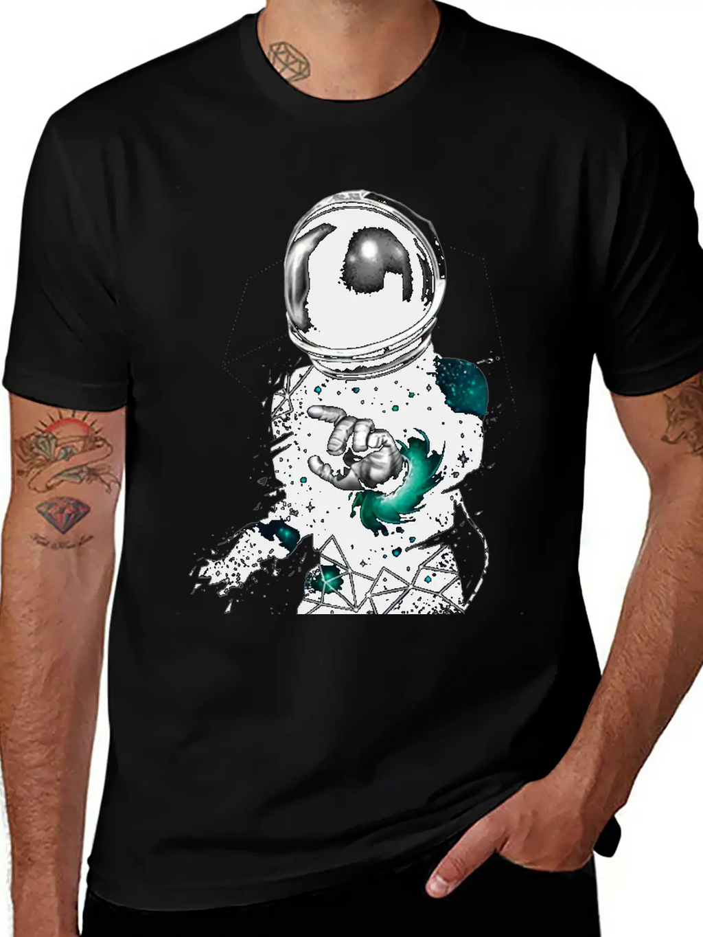 Astronaut Vs Universe Geometry Casual Graphic T-Shirt – Simple And Comfortable Daily Wear