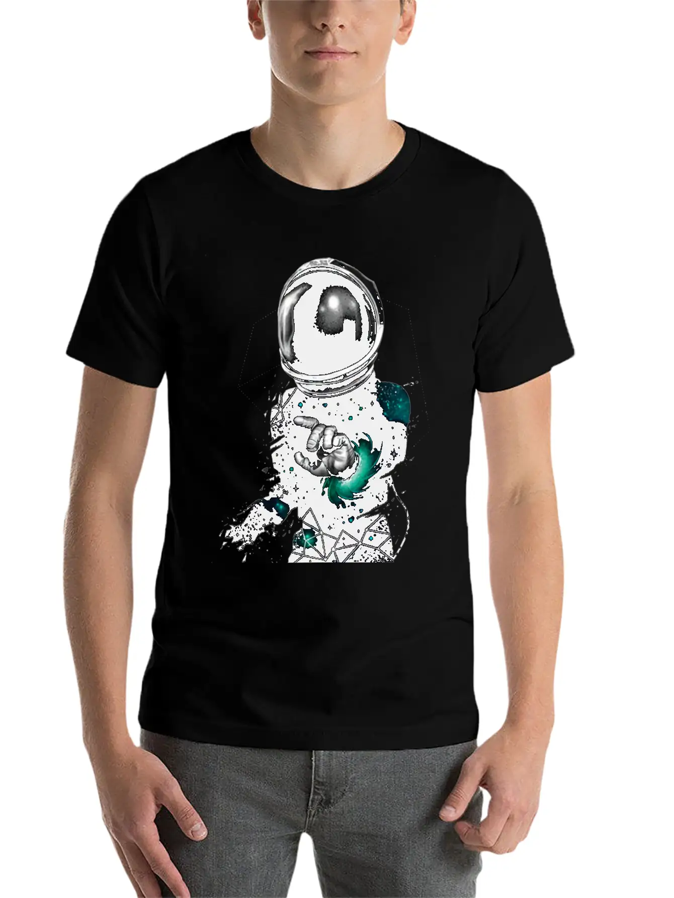 Astronaut Vs Universe Geometry Casual Graphic T-Shirt – Simple And Comfortable Daily Wear