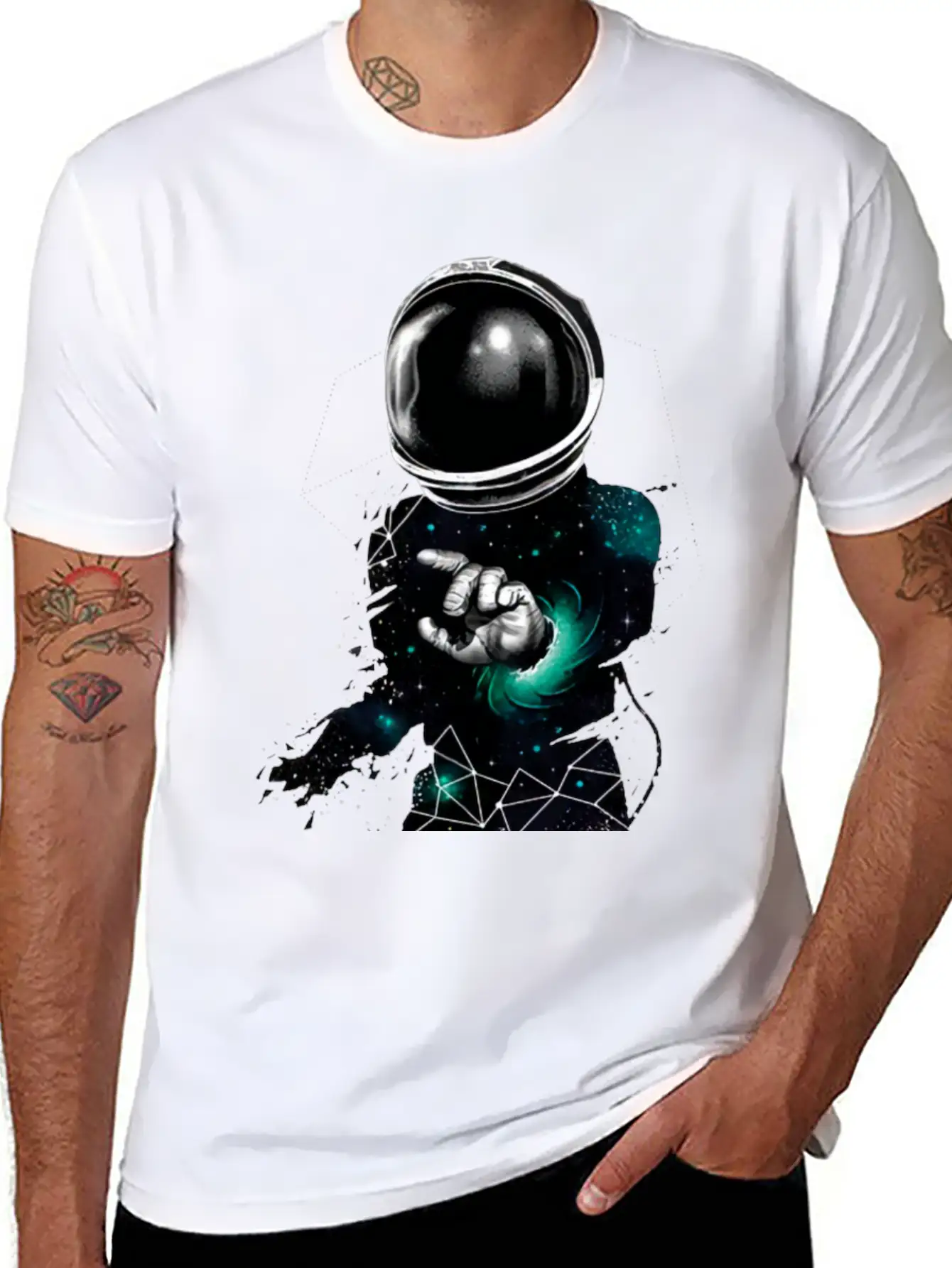 Astronaut Vs Universe Geometry Casual Graphic T-Shirt – Simple And Comfortable Daily Wear