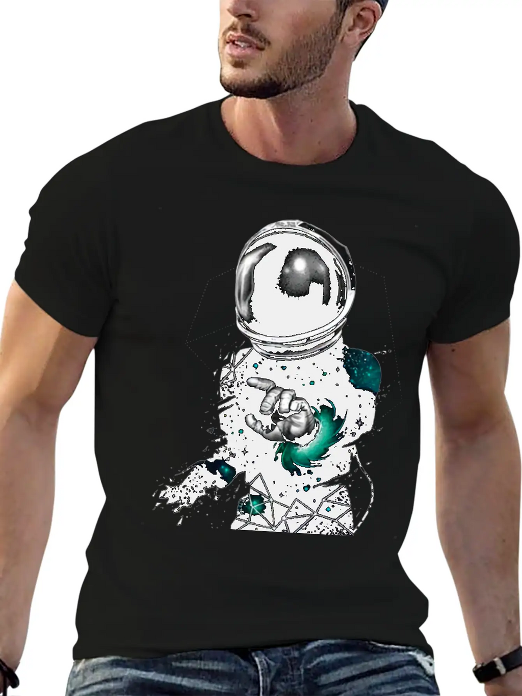 Astronaut Vs Universe Geometry Casual Graphic T-Shirt – Simple And Comfortable Daily Wear