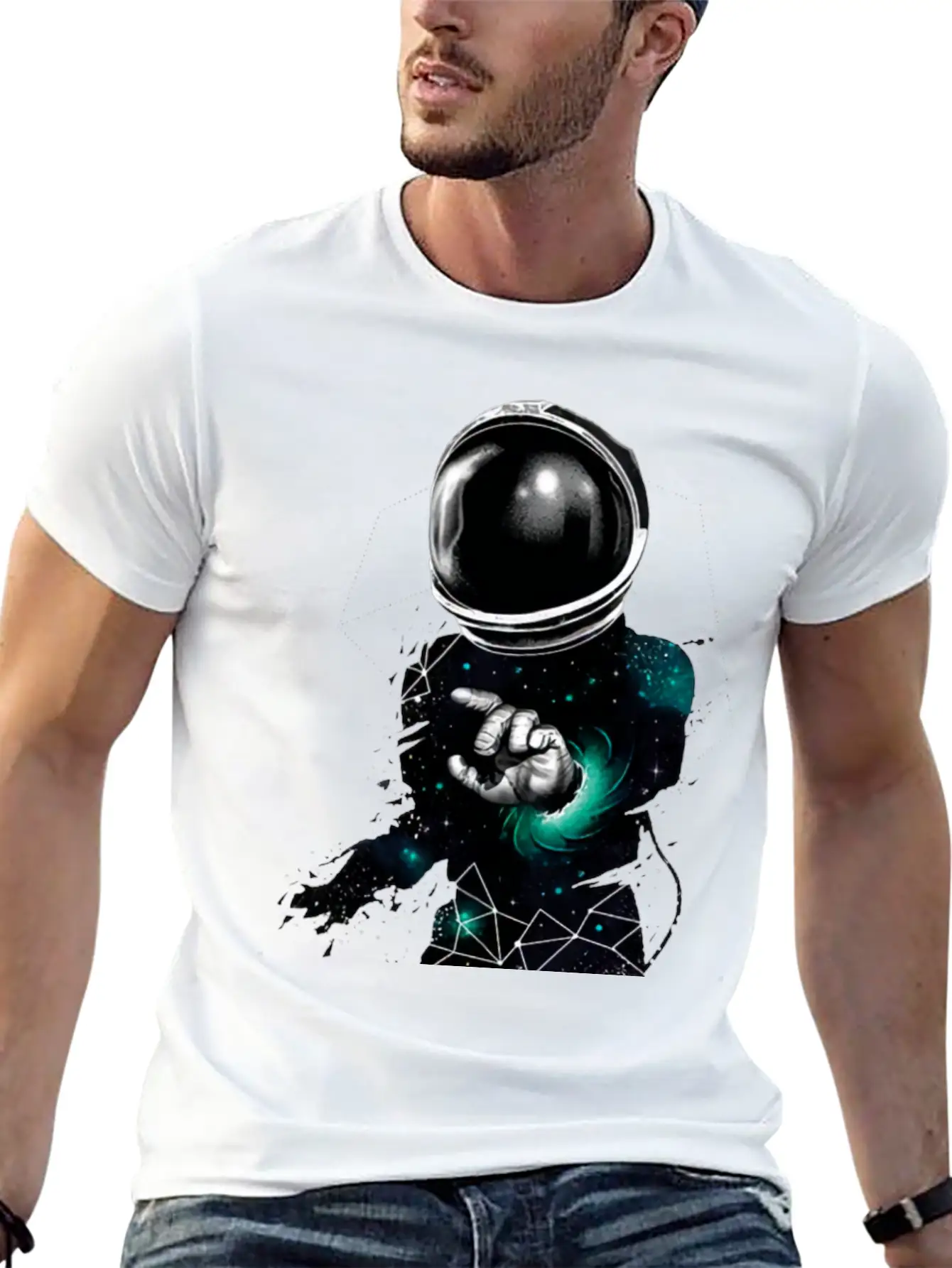 Astronaut Vs Universe Geometry Casual Graphic T-Shirt – Simple And Comfortable Daily Wear