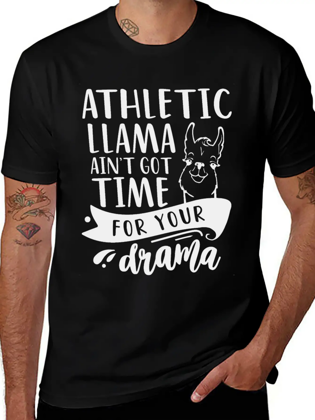 Athletic Funny Llama Drama Unisex Short Sleeve Soft Cotton T-Shirt – Casual Everyday Wear