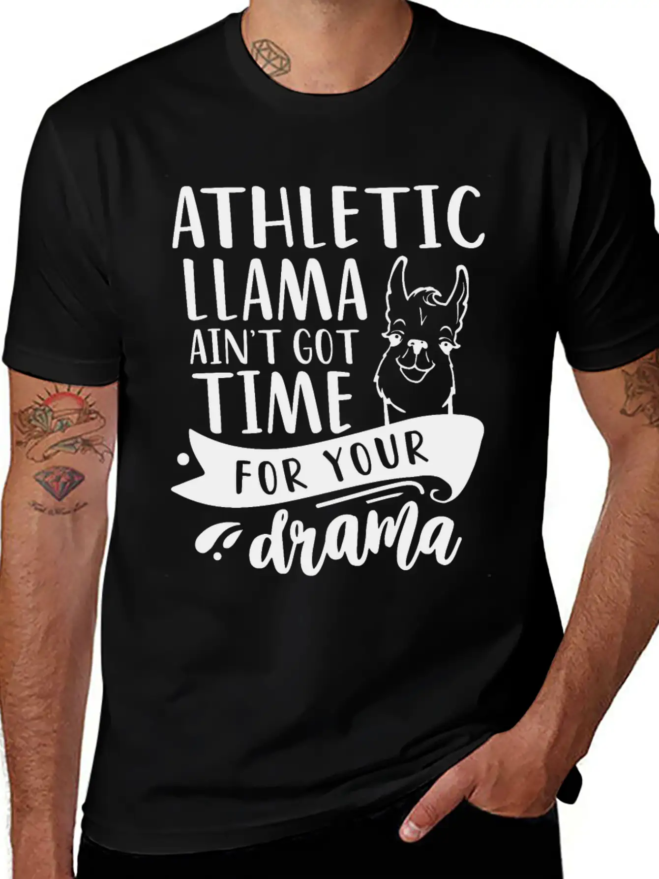 Athletic Funny Llama Drama Unisex Short Sleeve Soft Cotton T-Shirt – Casual Everyday Wear