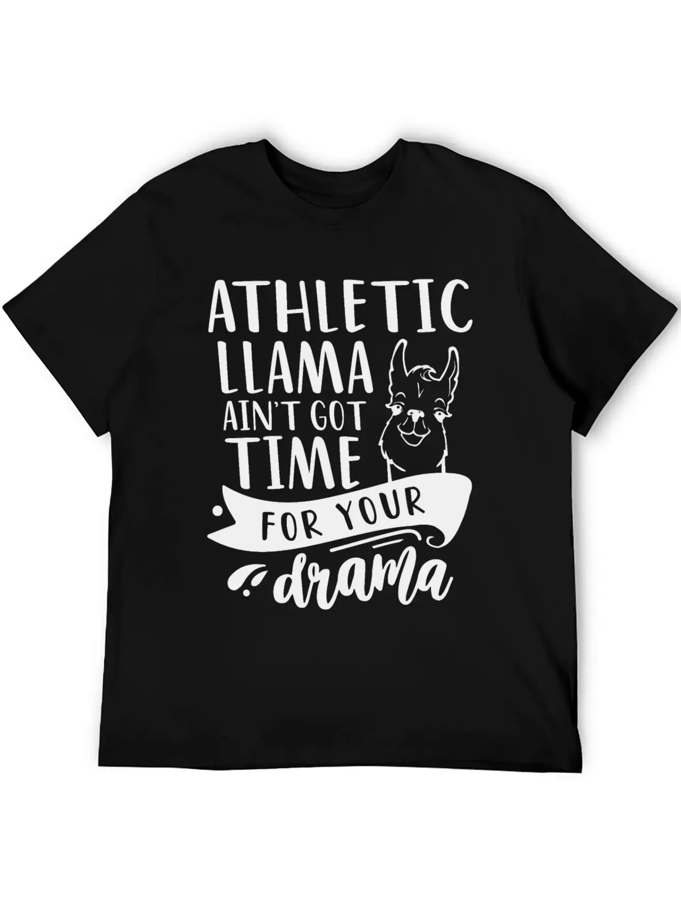 Athletic Funny Llama Drama Unisex Short Sleeve Soft Cotton T-Shirt – Casual Everyday Wear