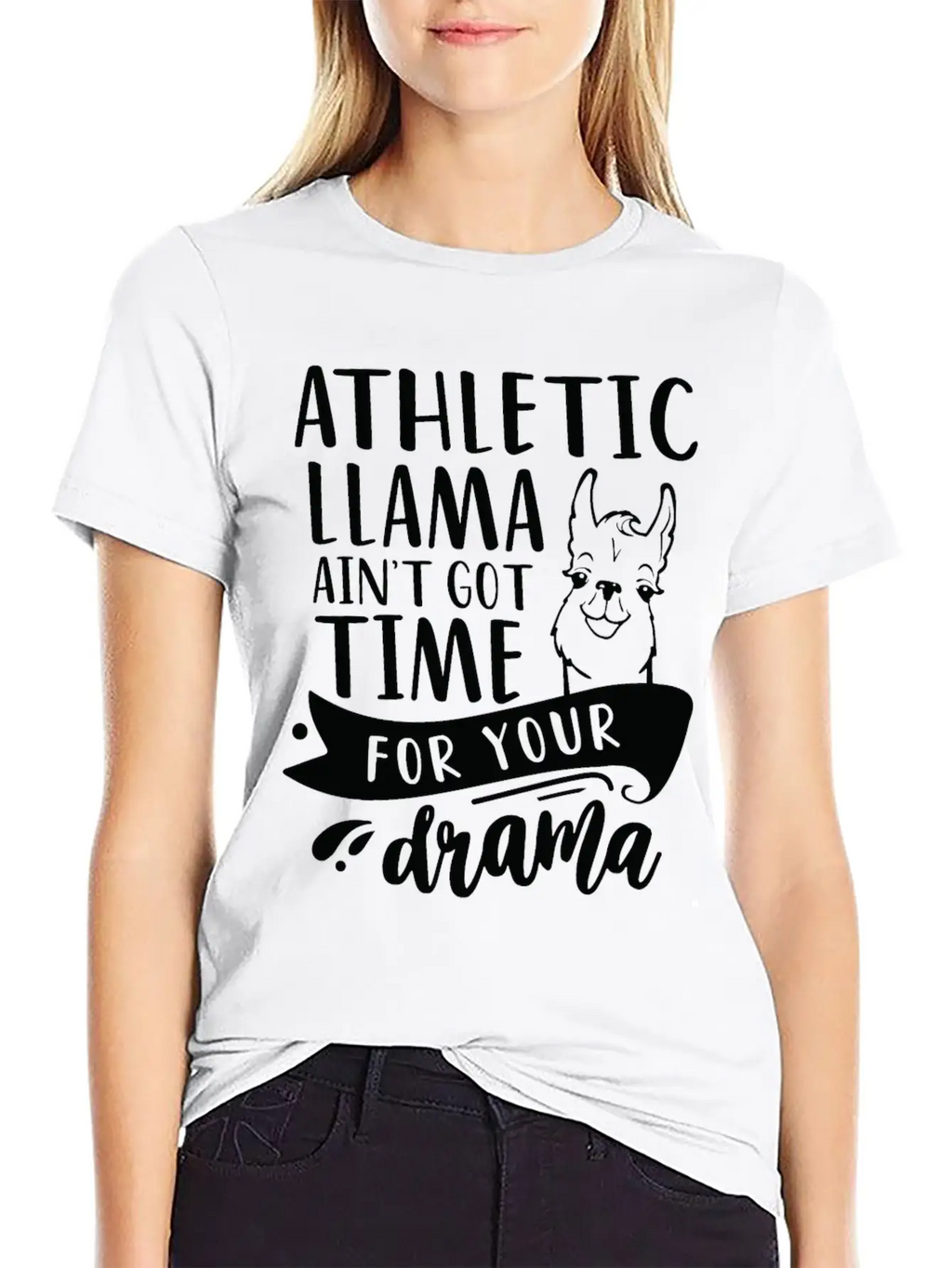 Athletic Funny Llama Drama Unisex Short Sleeve Soft Cotton T-Shirt – Casual Everyday Wear