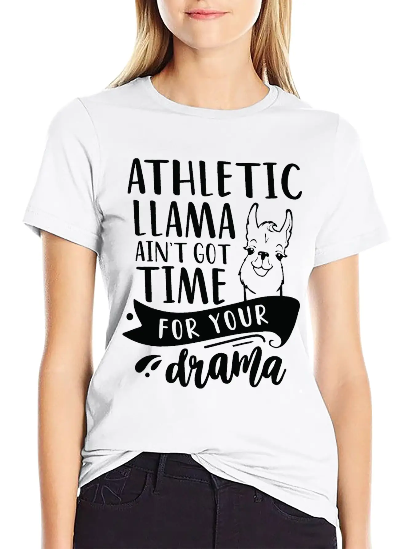 Athletic Funny Llama Drama Unisex Short Sleeve Soft Cotton T-Shirt – Casual Everyday Wear
