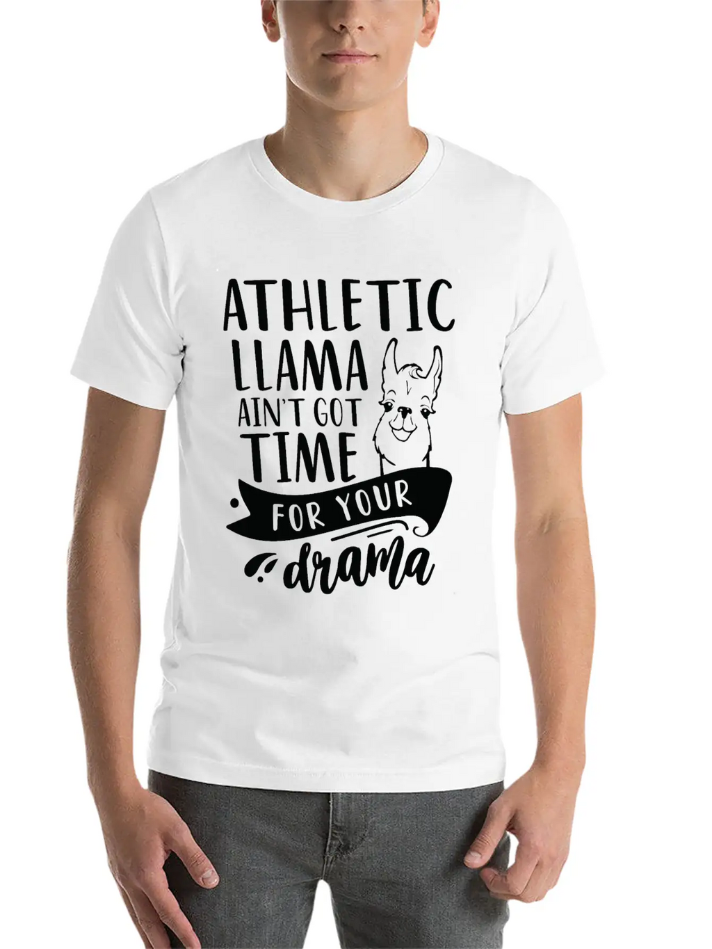 Athletic Funny Llama Drama Unisex Short Sleeve Soft Cotton T-Shirt – Casual Everyday Wear