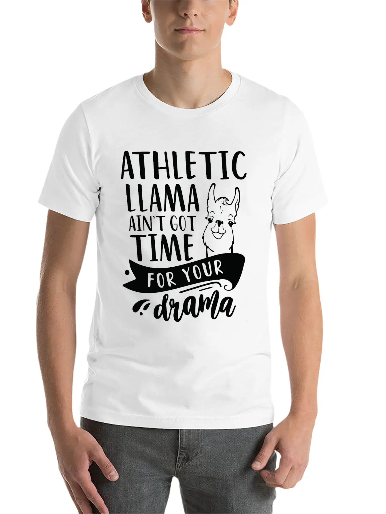 Athletic Funny Llama Drama Unisex Short Sleeve Soft Cotton T-Shirt – Casual Everyday Wear