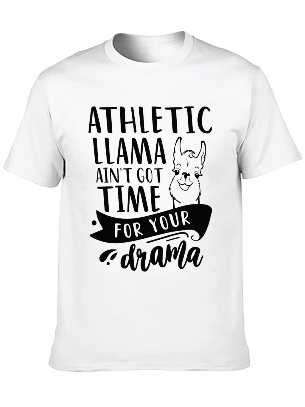 Athletic Funny Llama Drama Unisex Short Sleeve Soft Cotton T-Shirt – Casual Everyday Wear