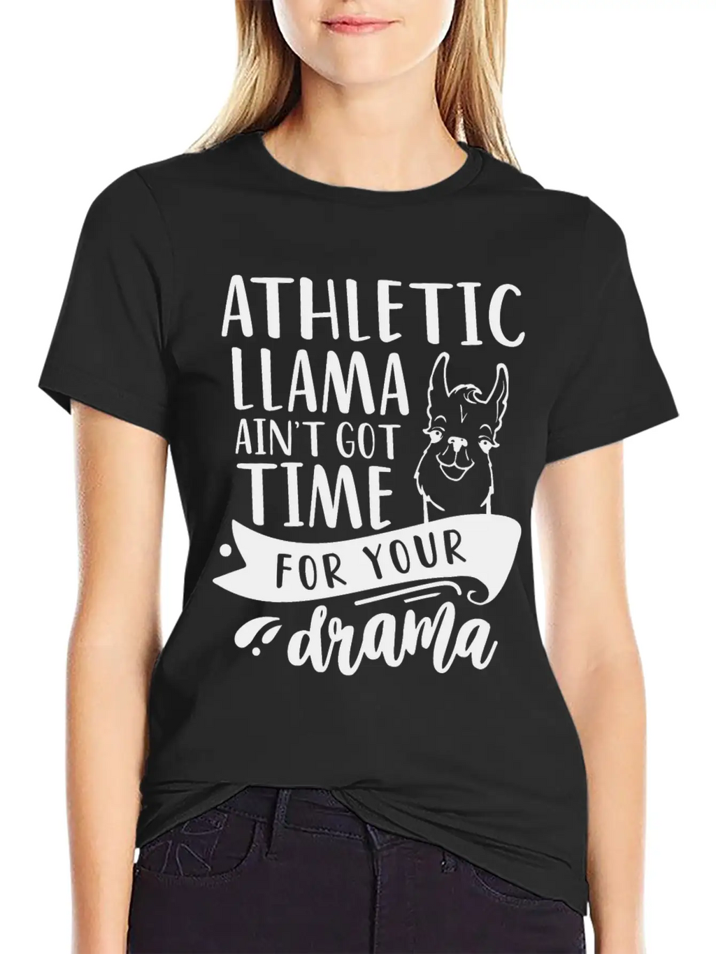 Athletic Funny Llama Drama Unisex Short Sleeve Soft Cotton T-Shirt – Casual Everyday Wear