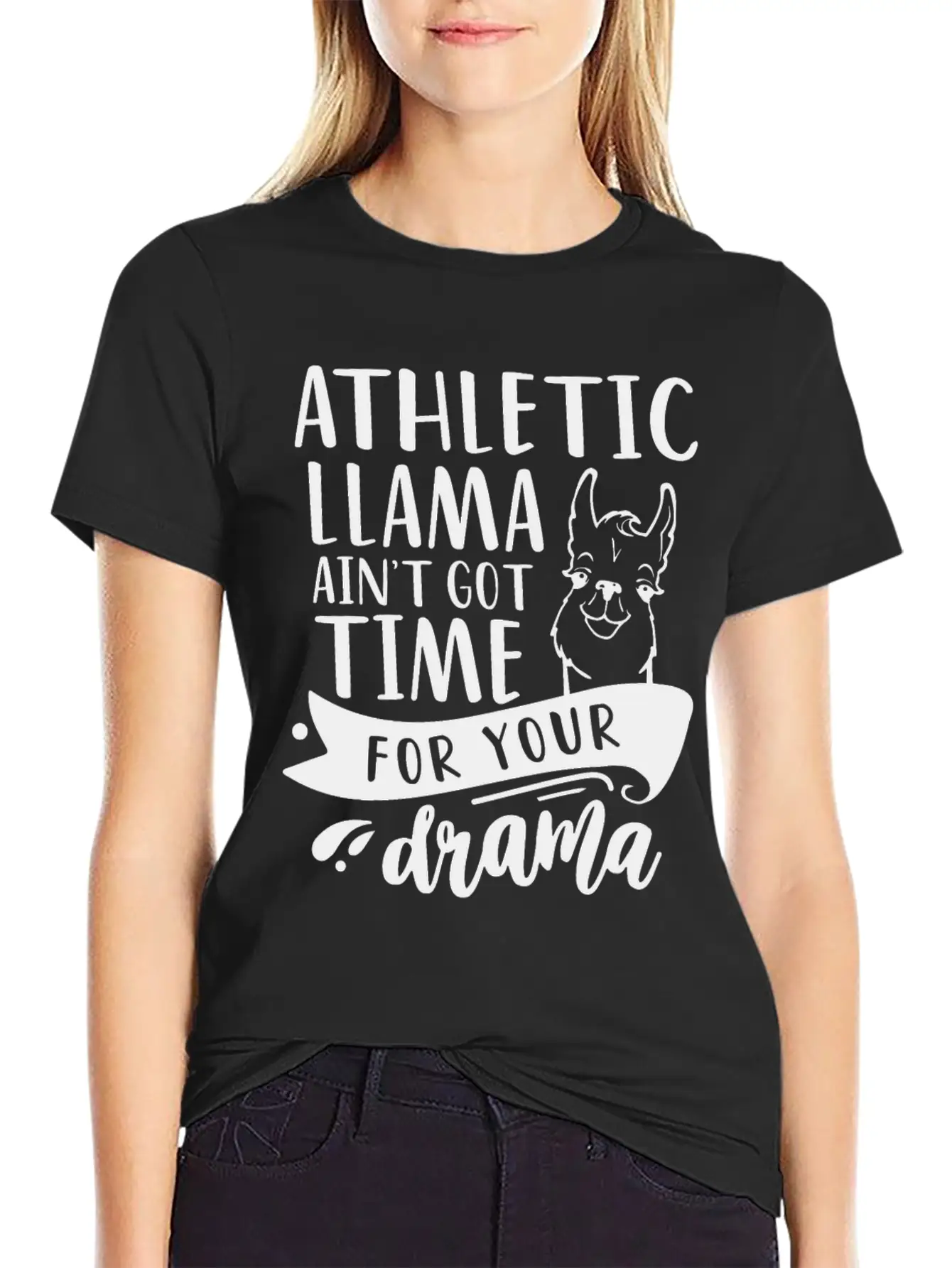 Athletic Funny Llama Drama Unisex Short Sleeve Soft Cotton T-Shirt – Casual Everyday Wear
