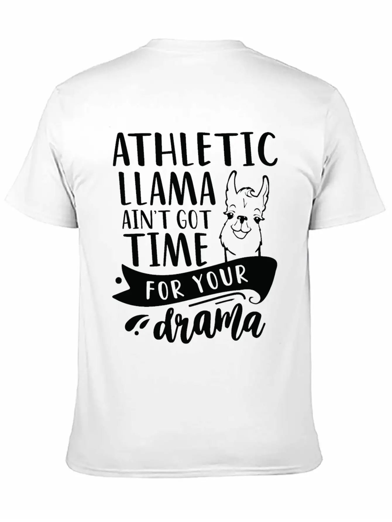 Athletic Funny Llama Drama Unisex Short Sleeve Soft Cotton T-Shirt – Casual Everyday Wear