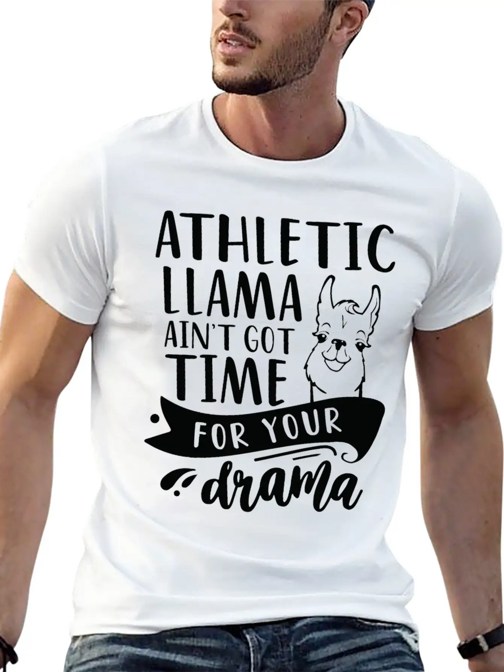 Athletic Funny Llama Drama Unisex Short Sleeve Soft Cotton T-Shirt – Casual Everyday Wear