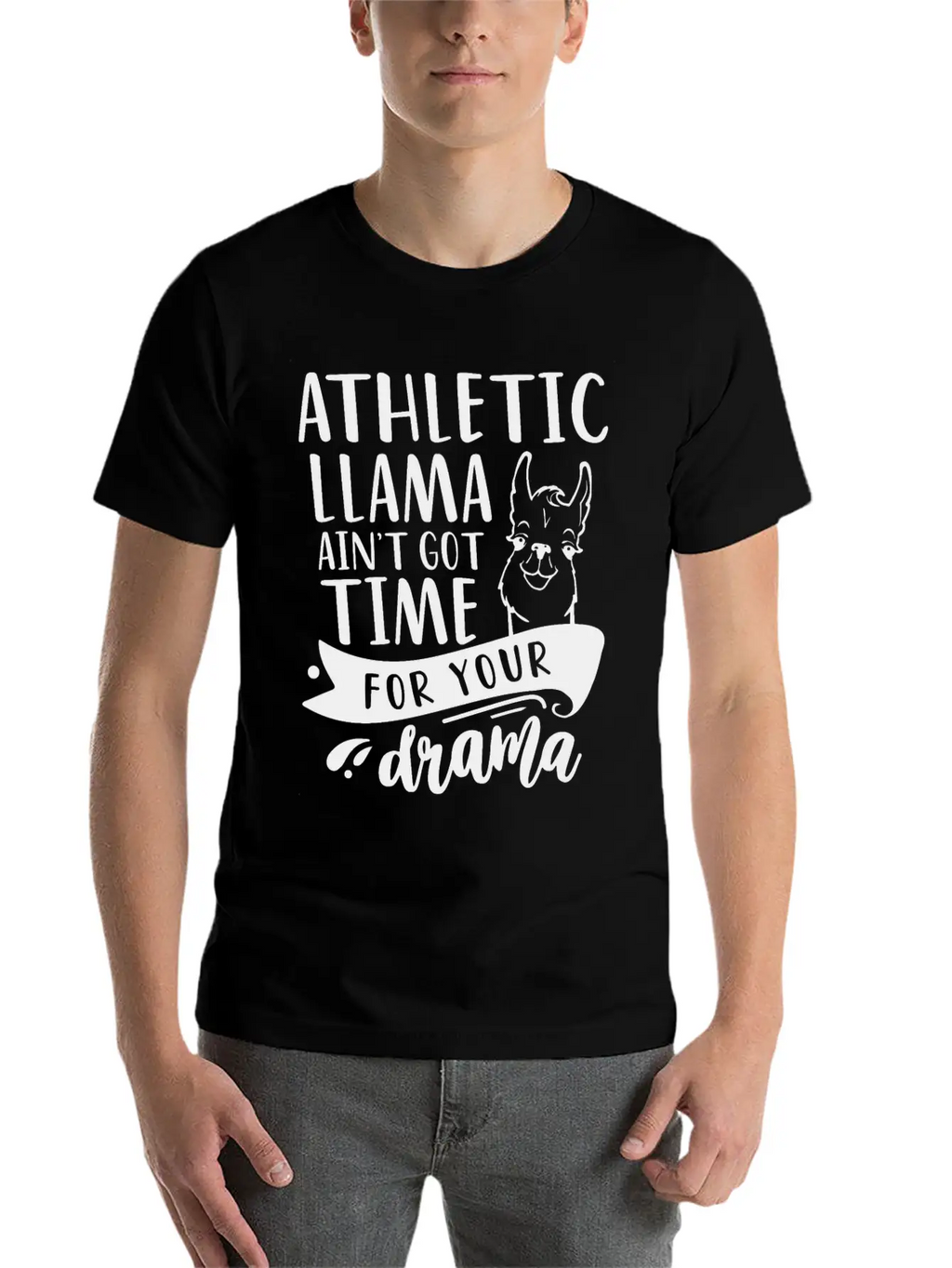 Athletic Funny Llama Drama Unisex Short Sleeve Soft Cotton T-Shirt – Casual Everyday Wear