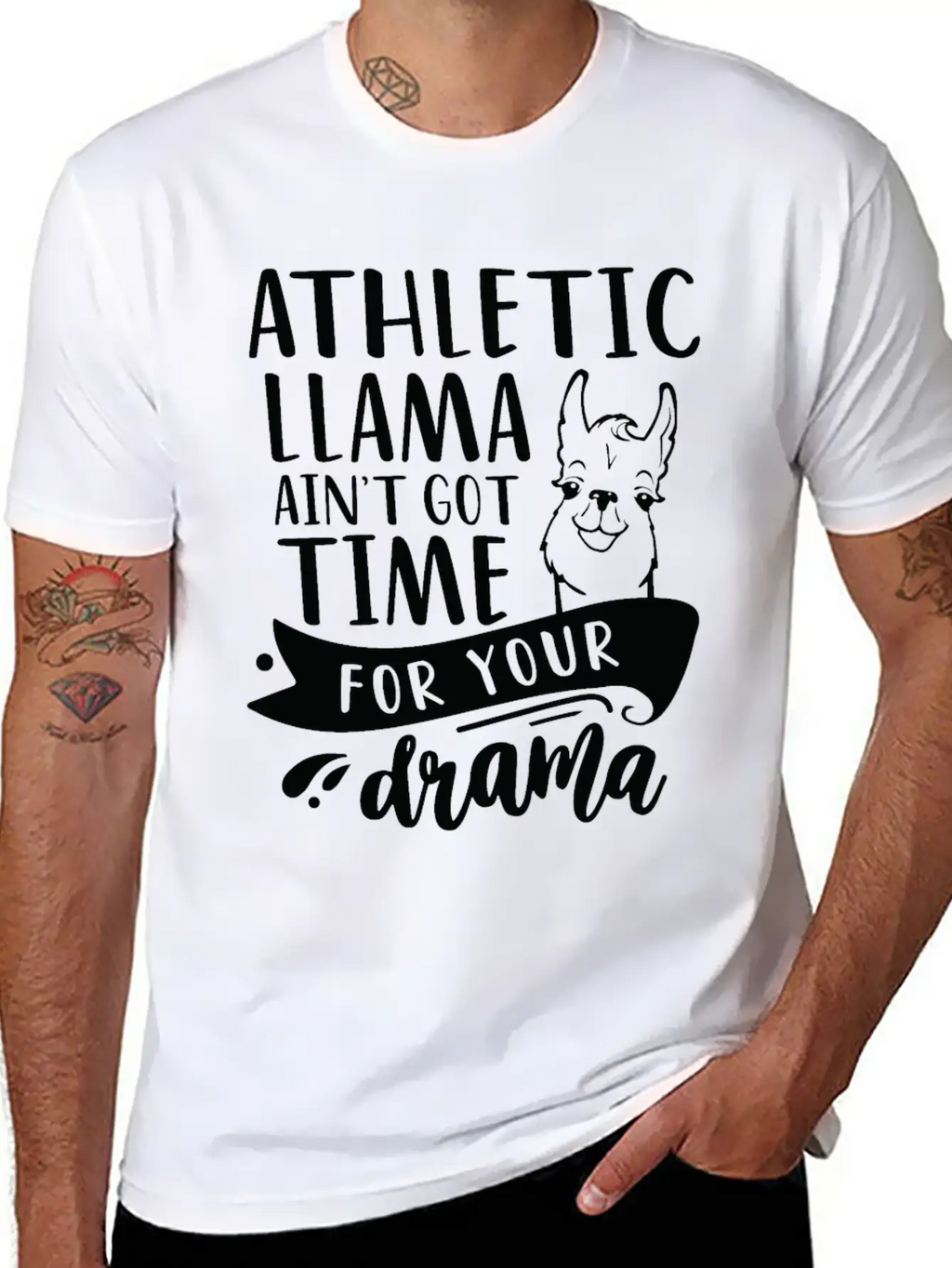 Athletic Funny Llama Drama Unisex Short Sleeve Soft Cotton T-Shirt – Casual Everyday Wear