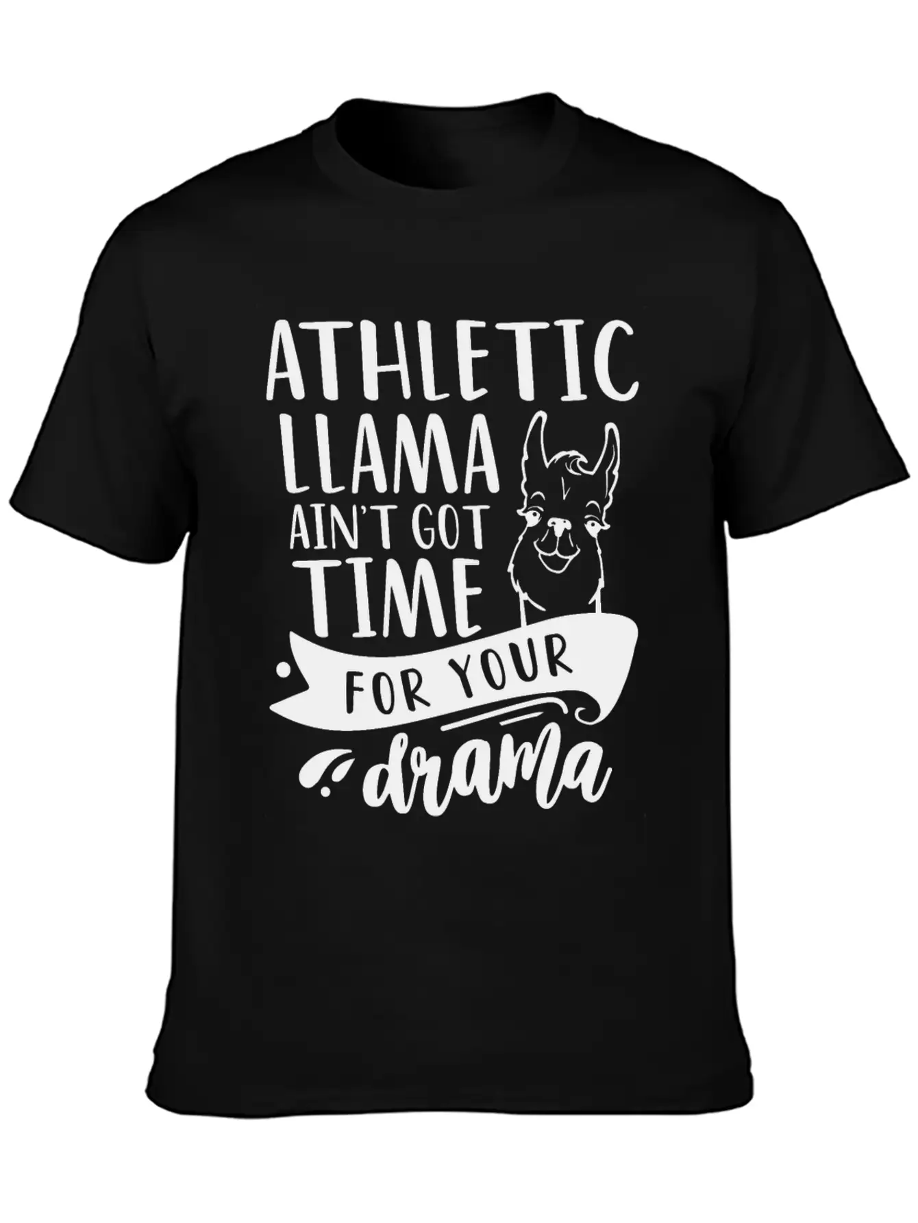 Athletic Funny Llama Drama Unisex Short Sleeve Soft Cotton T-Shirt – Casual Everyday Wear