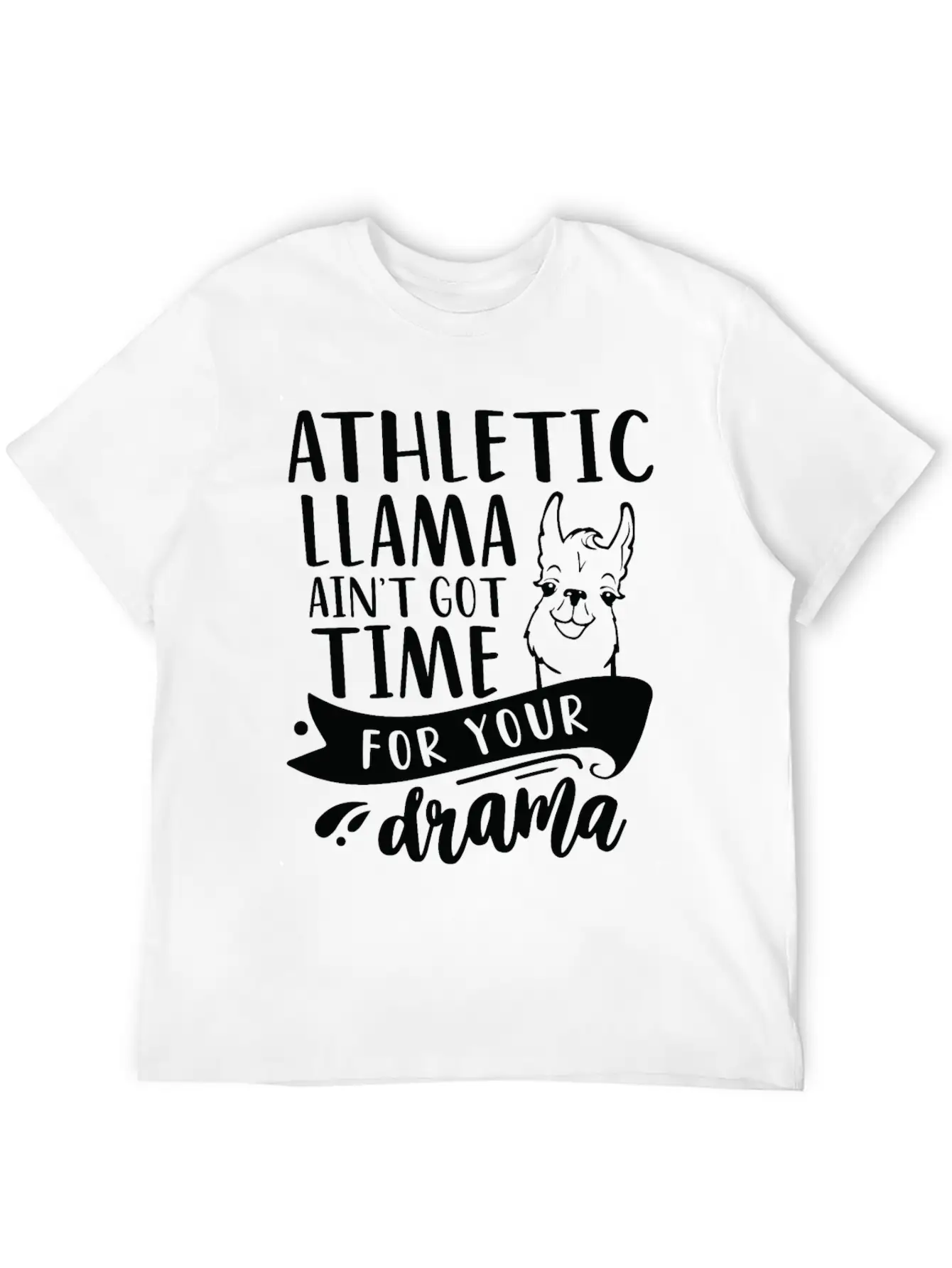 Athletic Funny Llama Drama Unisex Short Sleeve Soft Cotton T-Shirt – Casual Everyday Wear