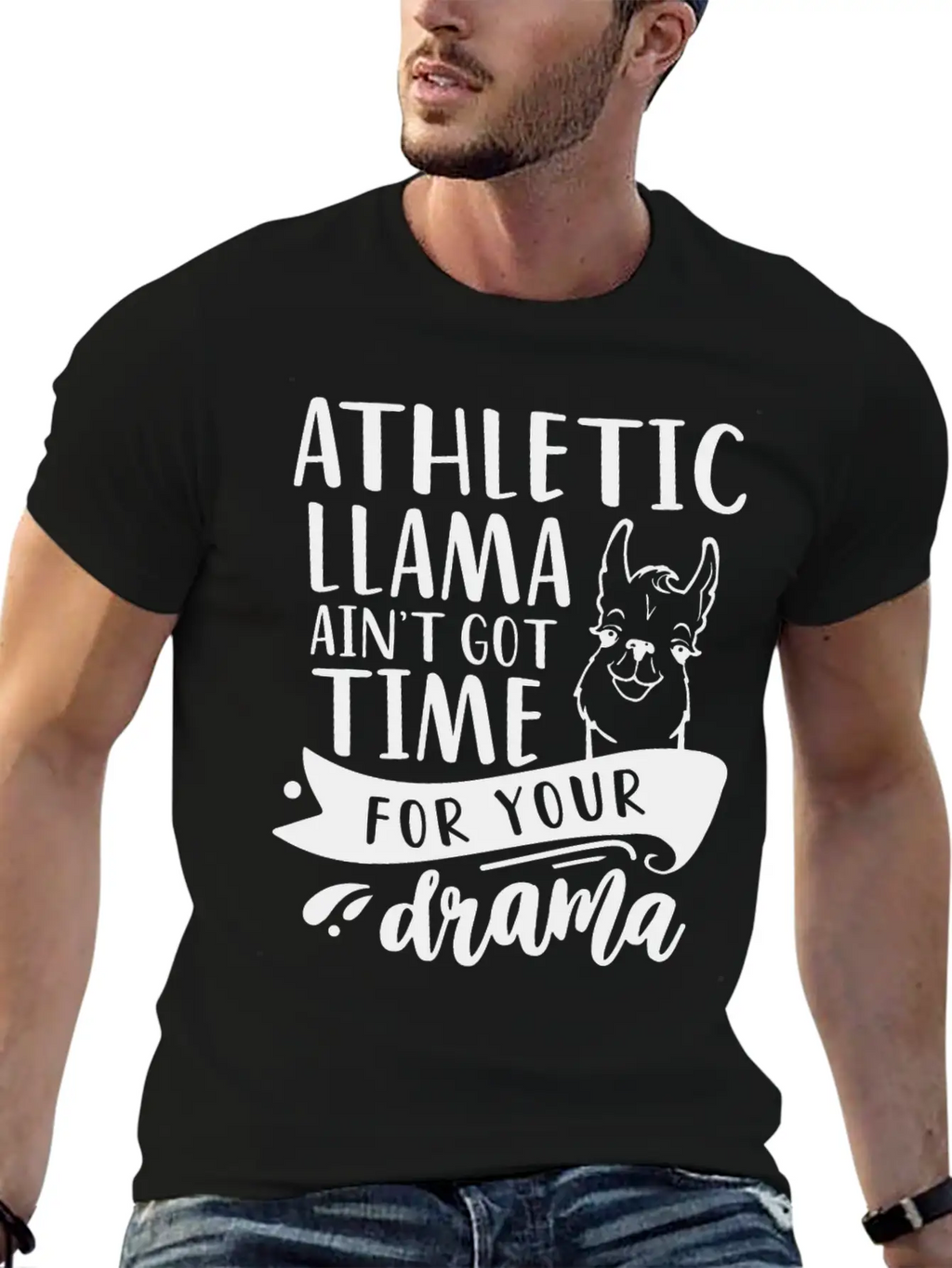 Athletic Funny Llama Drama Unisex Short Sleeve Soft Cotton T-Shirt – Casual Everyday Wear