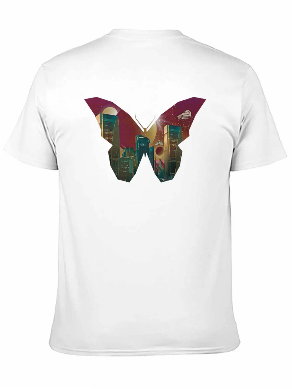 Atom Punk Aesthetic Vaporwave Futuristic Butterfly Unisex Short Sleeve Soft Cotton T-Shirt – Casual Everyday Wear