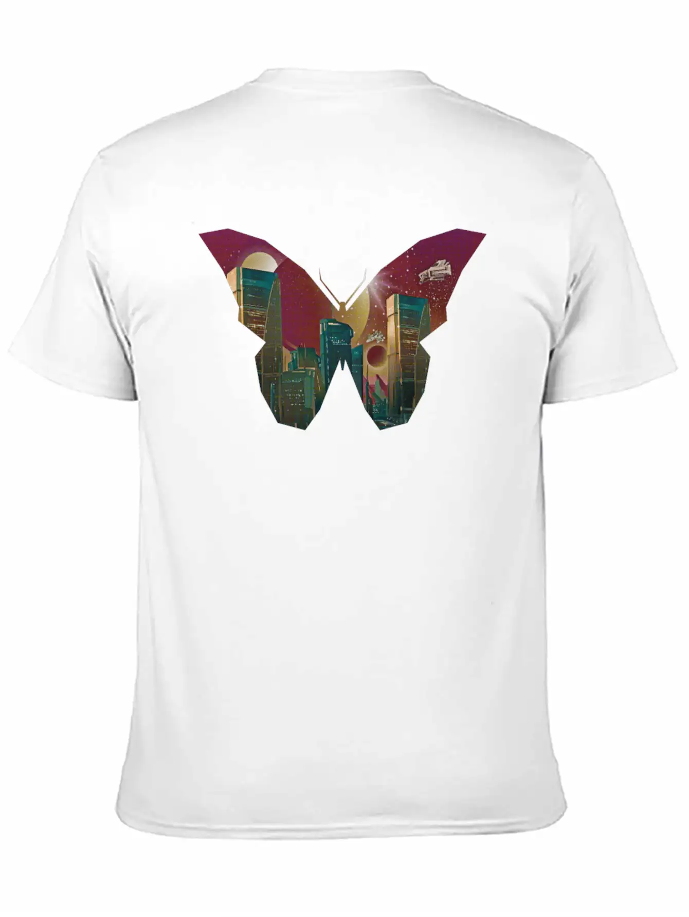 Atom Punk Aesthetic Vaporwave Futuristic Butterfly Unisex Short Sleeve Soft Cotton T-Shirt – Casual Everyday Wear