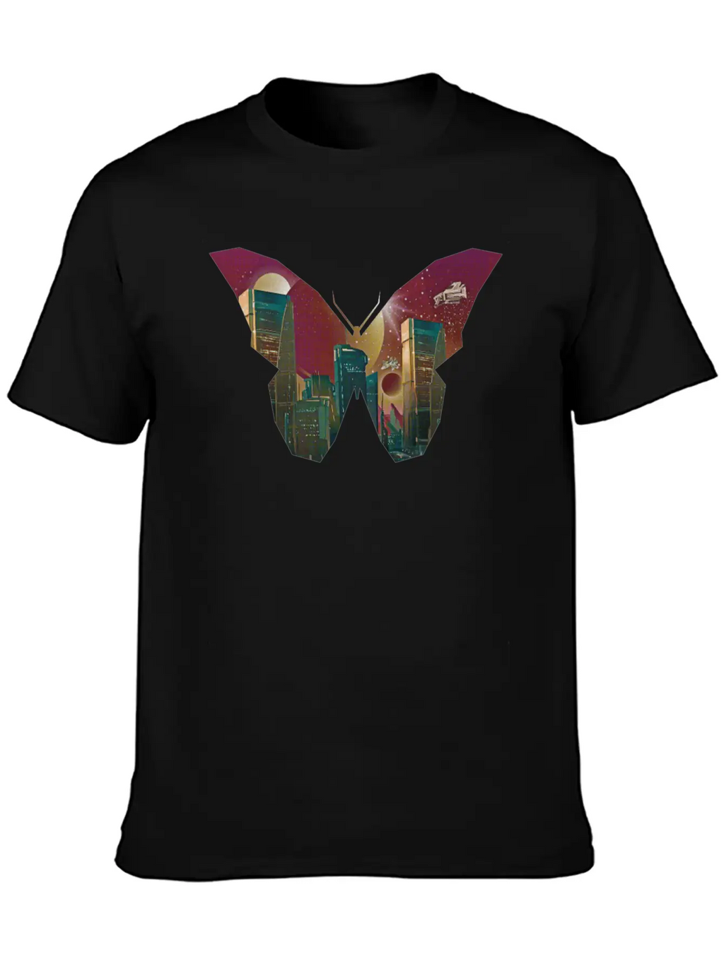 Atom Punk Aesthetic Vaporwave Futuristic Butterfly Unisex Short Sleeve Soft Cotton T-Shirt – Casual Everyday Wear