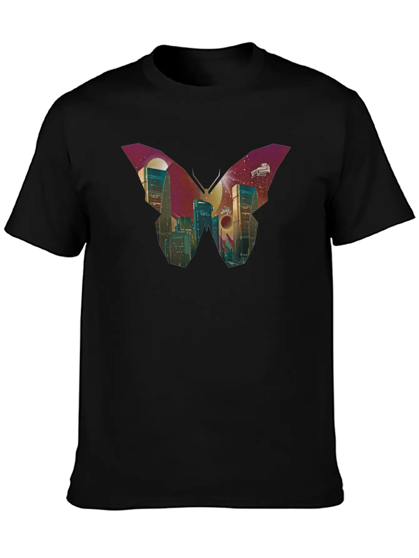 Atom Punk Aesthetic Vaporwave Futuristic Butterfly Unisex Short Sleeve Soft Cotton T-Shirt – Casual Everyday Wear