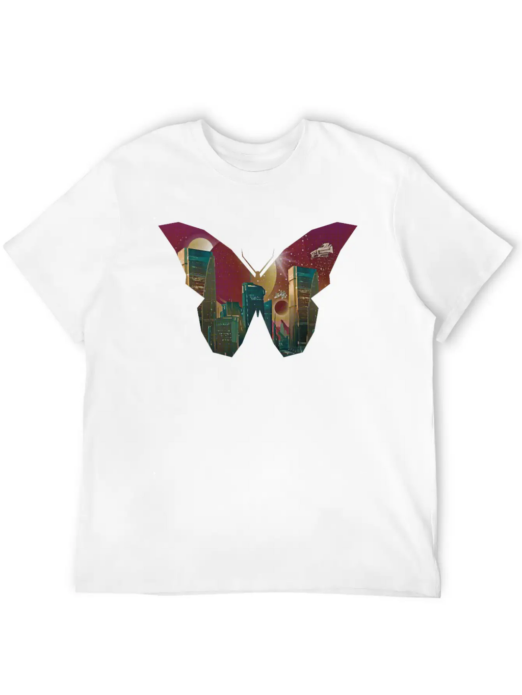Atom Punk Aesthetic Vaporwave Futuristic Butterfly Unisex Short Sleeve Soft Cotton T-Shirt – Casual Everyday Wear