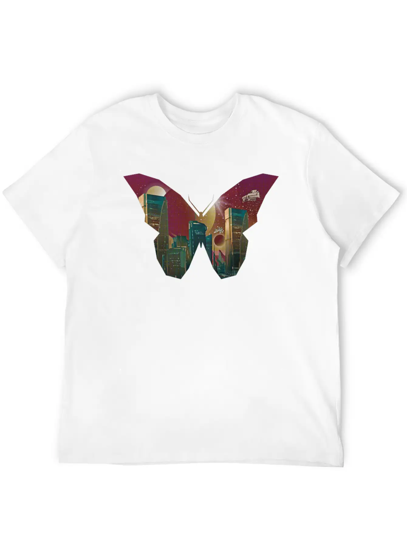 Atom Punk Aesthetic Vaporwave Futuristic Butterfly Unisex Short Sleeve Soft Cotton T-Shirt – Casual Everyday Wear