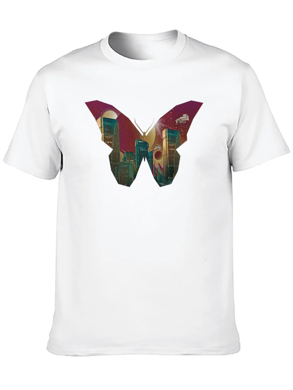 Atom Punk Aesthetic Vaporwave Futuristic Butterfly Unisex Short Sleeve Soft Cotton T-Shirt – Casual Everyday Wear