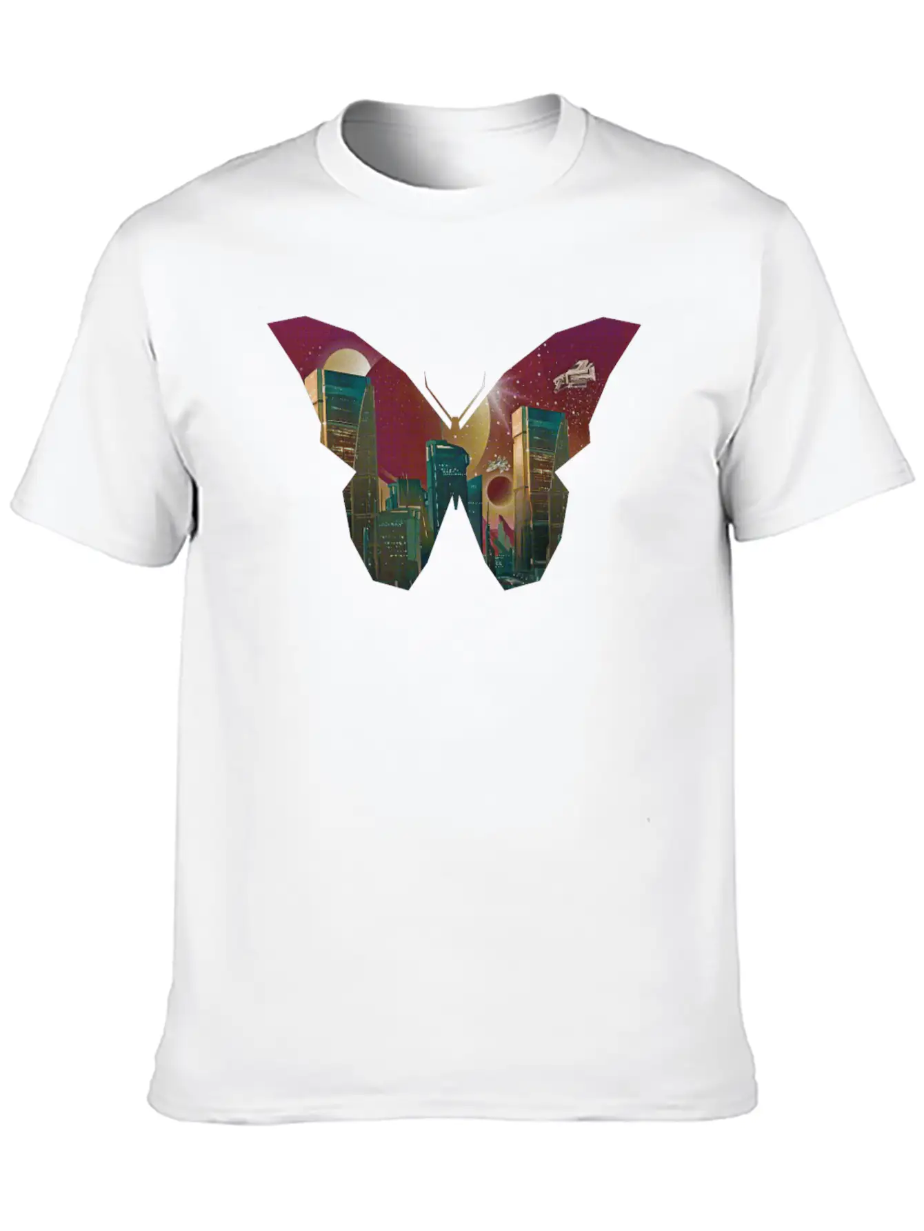 Atom Punk Aesthetic Vaporwave Futuristic Butterfly Unisex Short Sleeve Soft Cotton T-Shirt – Casual Everyday Wear