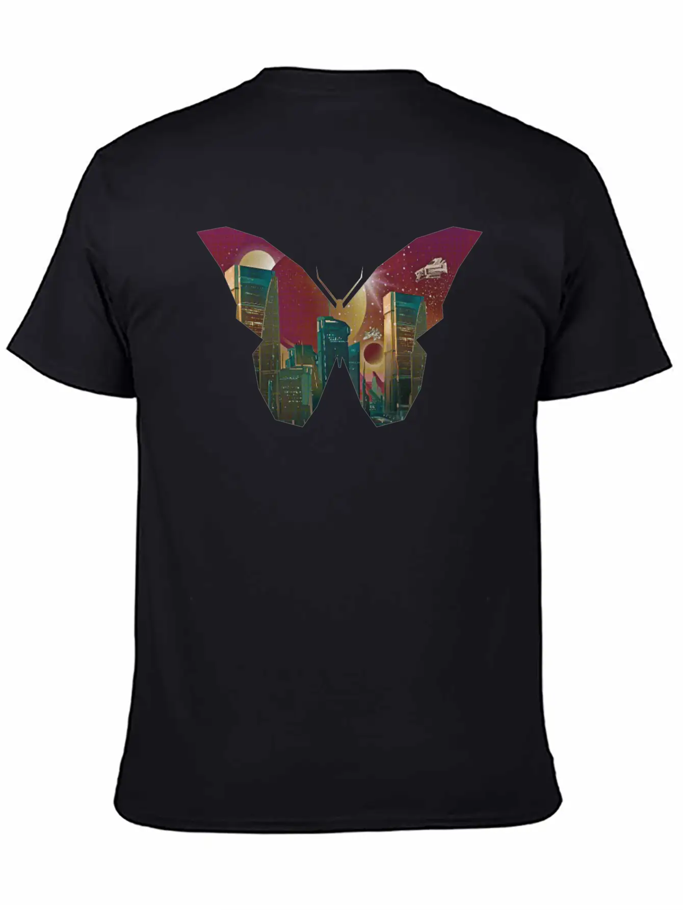 Atom Punk Aesthetic Vaporwave Futuristic Butterfly Unisex Short Sleeve Soft Cotton T-Shirt – Casual Everyday Wear