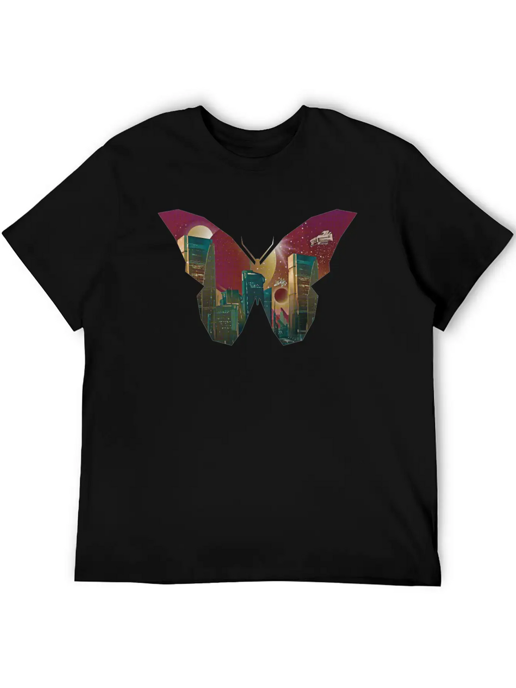 Atom Punk Aesthetic Vaporwave Futuristic Butterfly Unisex Short Sleeve Soft Cotton T-Shirt – Casual Everyday Wear