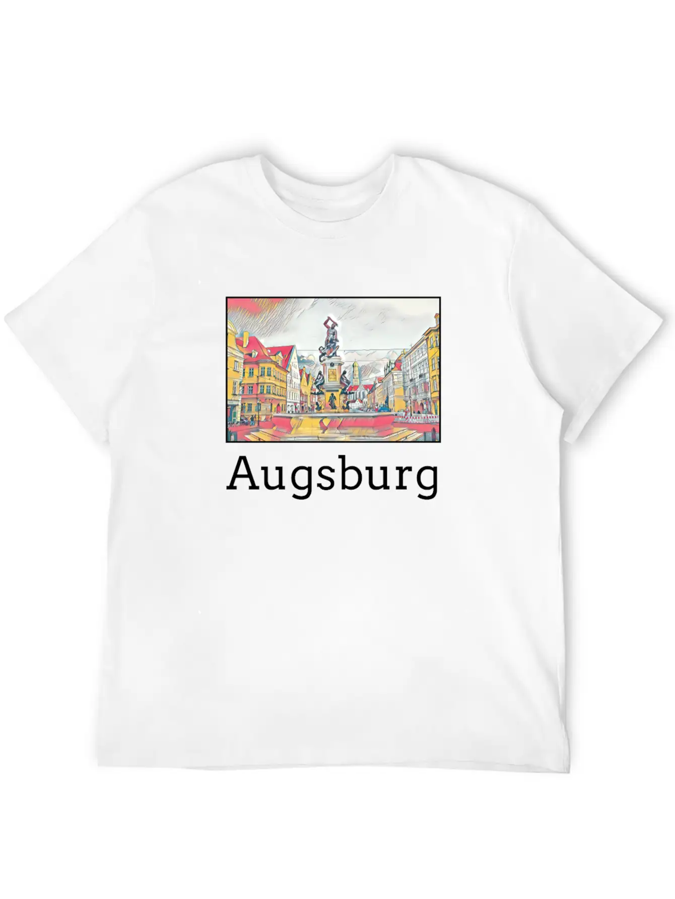 Augsburg City Skyline Sights Silhouette Landmark Casual Graphic T-Shirt – Simple And Comfortable Daily Wear