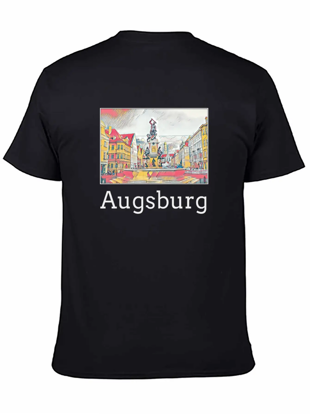 Augsburg City Skyline Sights Silhouette Landmark Casual Graphic T-Shirt – Simple And Comfortable Daily Wear