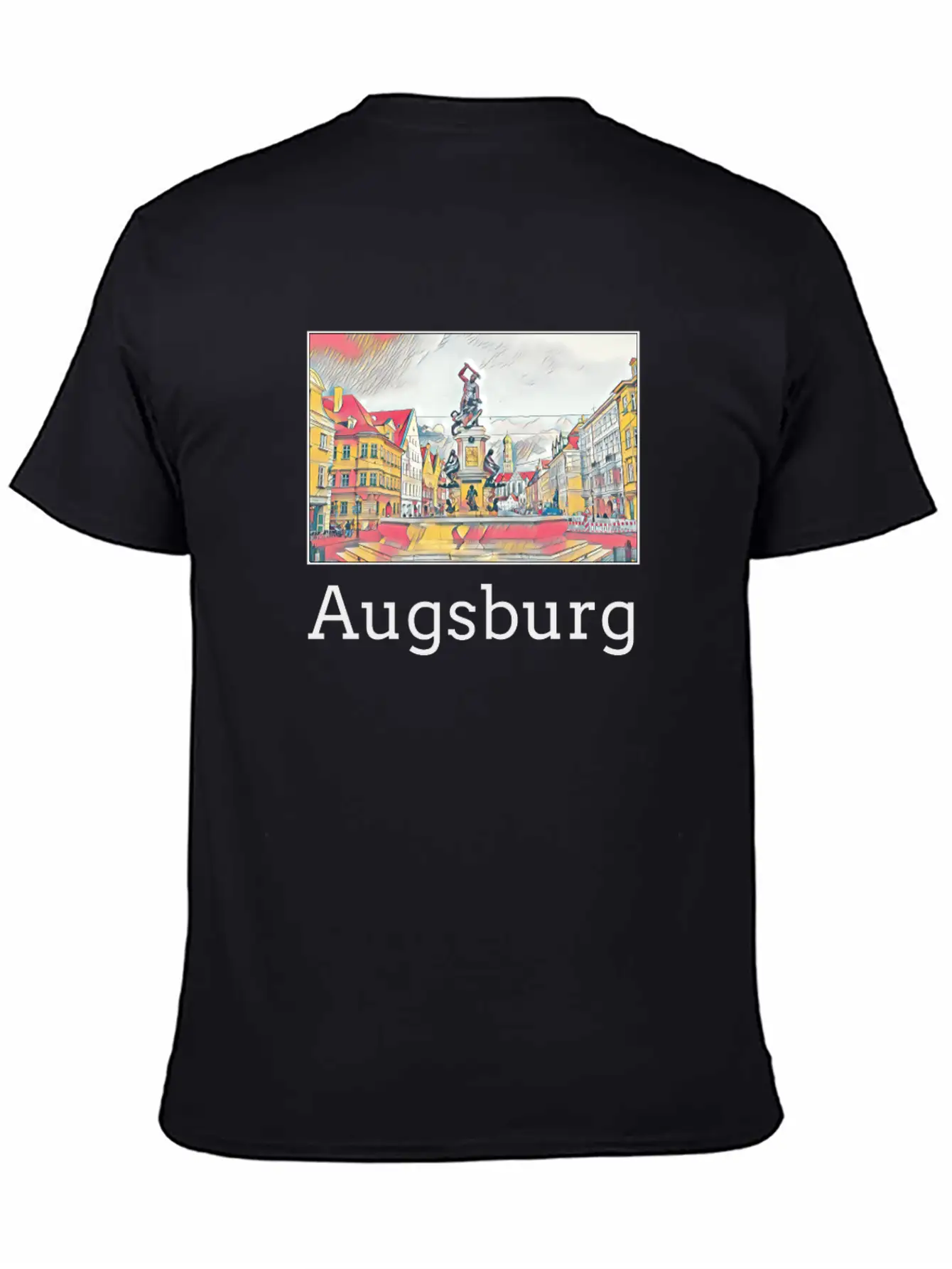 Augsburg City Skyline Sights Silhouette Landmark Casual Graphic T-Shirt – Simple And Comfortable Daily Wear