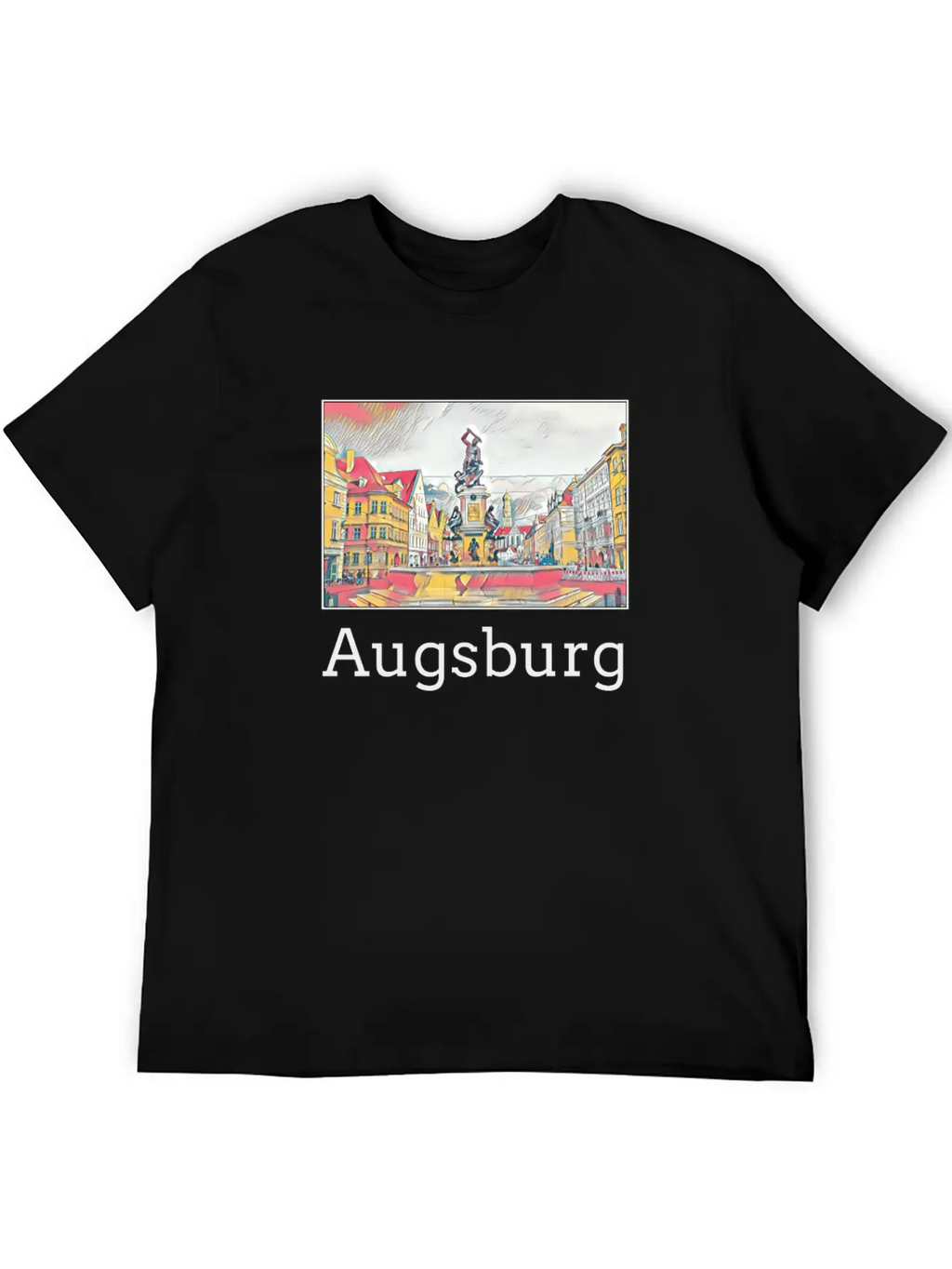 Augsburg City Skyline Sights Silhouette Landmark Casual Graphic T-Shirt – Simple And Comfortable Daily Wear