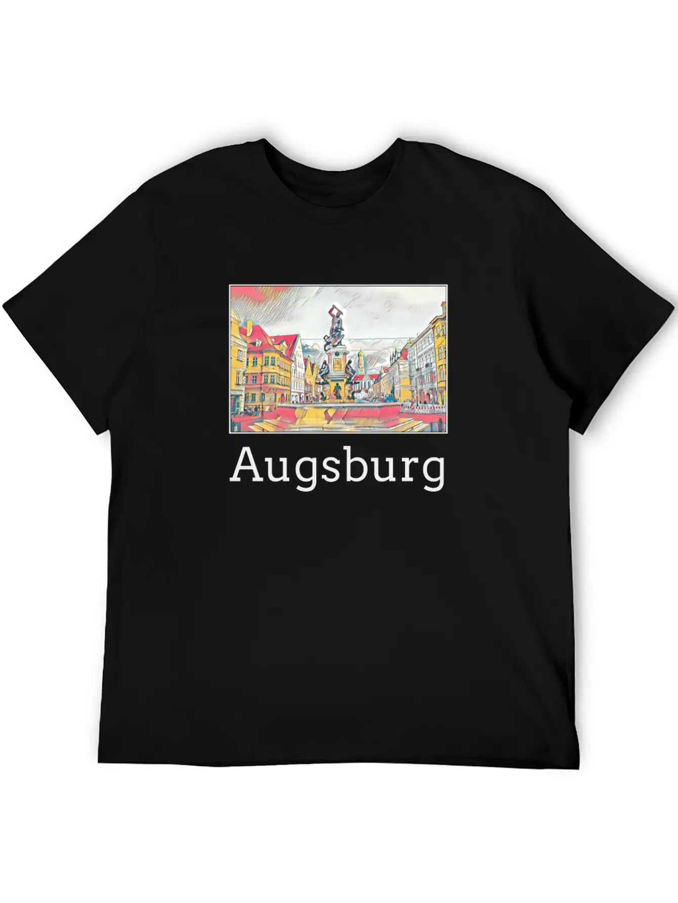 Augsburg City Skyline Sights Silhouette Landmark Casual Graphic T-Shirt – Simple And Comfortable Daily Wear
