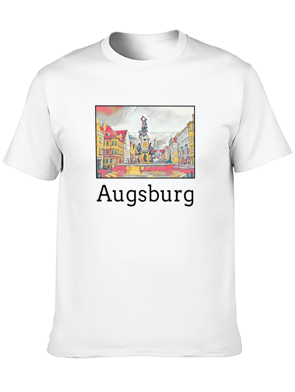 Augsburg City Skyline Sights Silhouette Landmark Casual Graphic T-Shirt – Simple And Comfortable Daily Wear