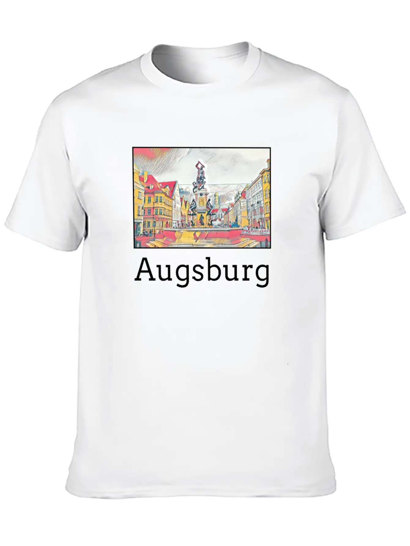 Augsburg City Skyline Sights Silhouette Landmark Casual Graphic T-Shirt – Simple And Comfortable Daily Wear