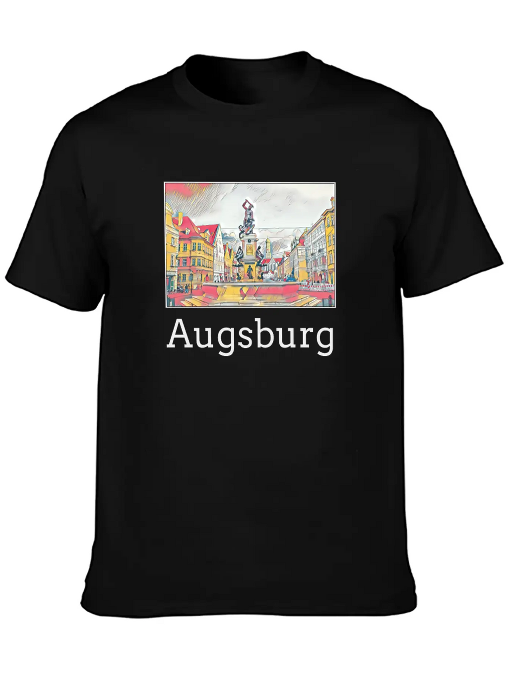 Augsburg City Skyline Sights Silhouette Landmark Casual Graphic T-Shirt – Simple And Comfortable Daily Wear
