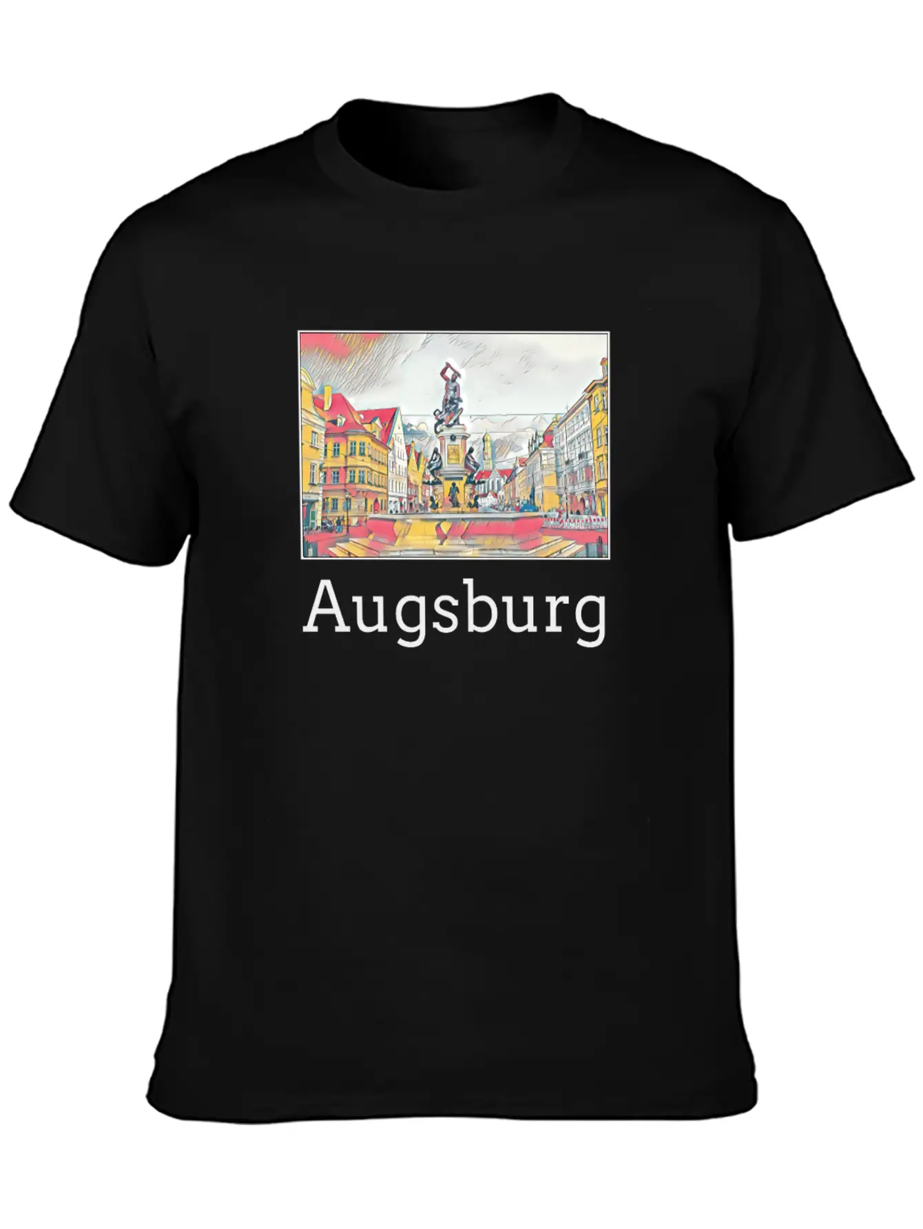 Augsburg City Skyline Sights Silhouette Landmark Casual Graphic T-Shirt – Simple And Comfortable Daily Wear