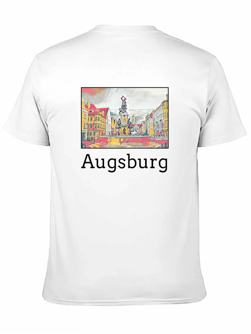 Augsburg City Skyline Sights Silhouette Landmark Casual Graphic T-Shirt – Simple And Comfortable Daily Wear