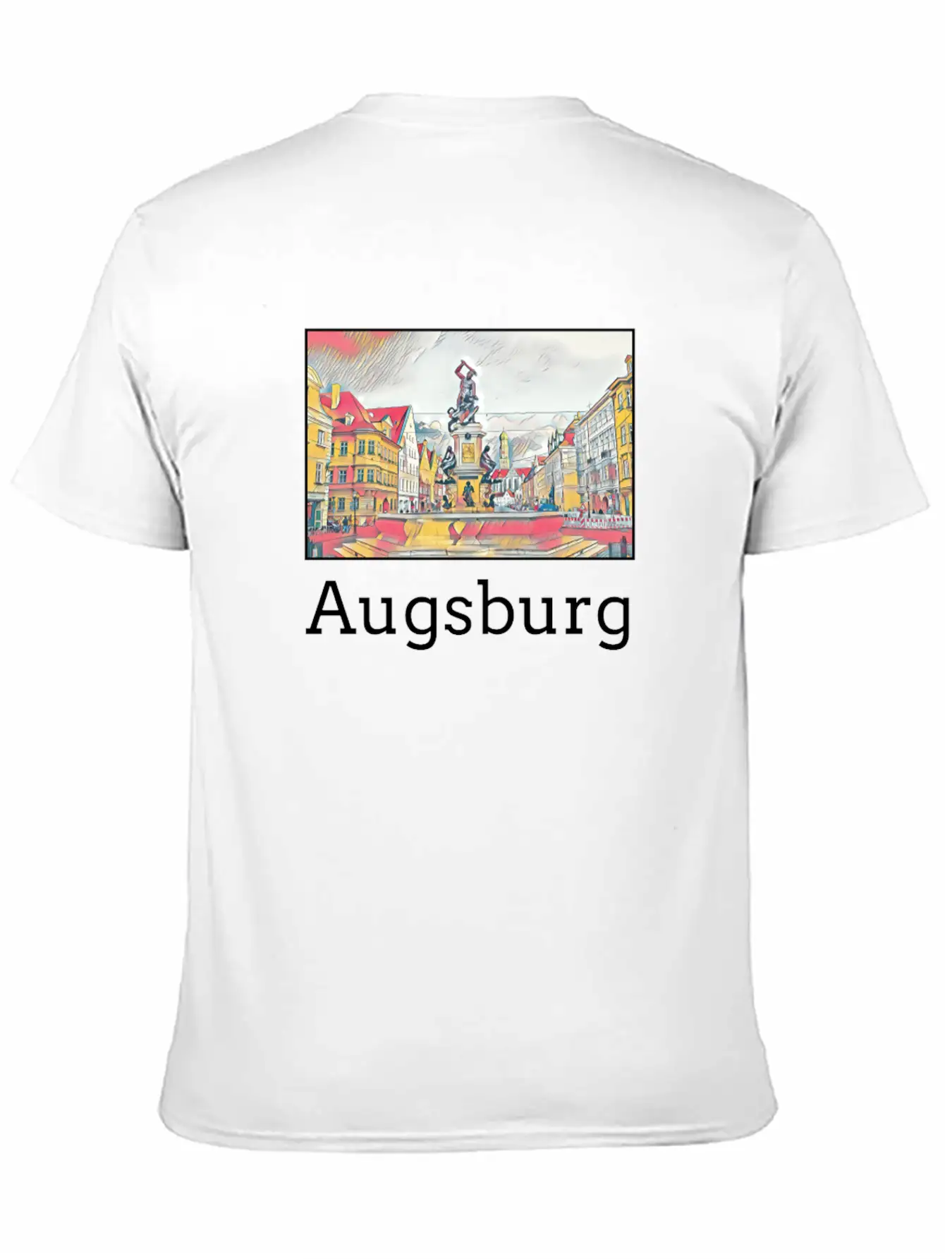 Augsburg City Skyline Sights Silhouette Landmark Casual Graphic T-Shirt – Simple And Comfortable Daily Wear