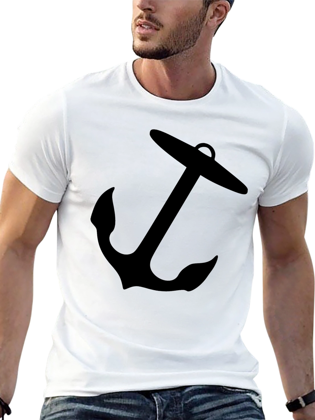 Black Anchor Graphic Tee - Nautical Style Comfort