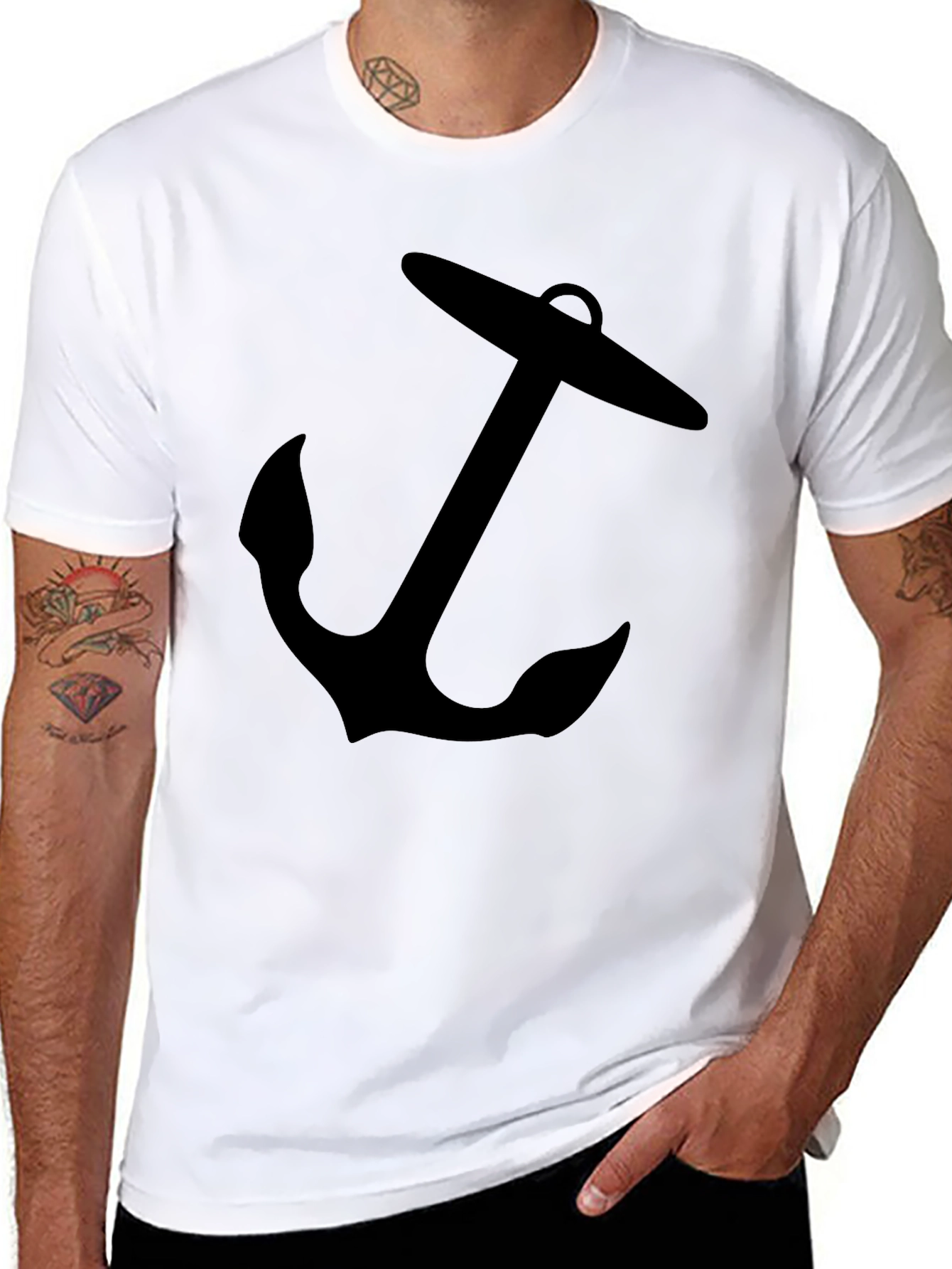 Black Anchor Graphic Tee - Nautical Style Comfort