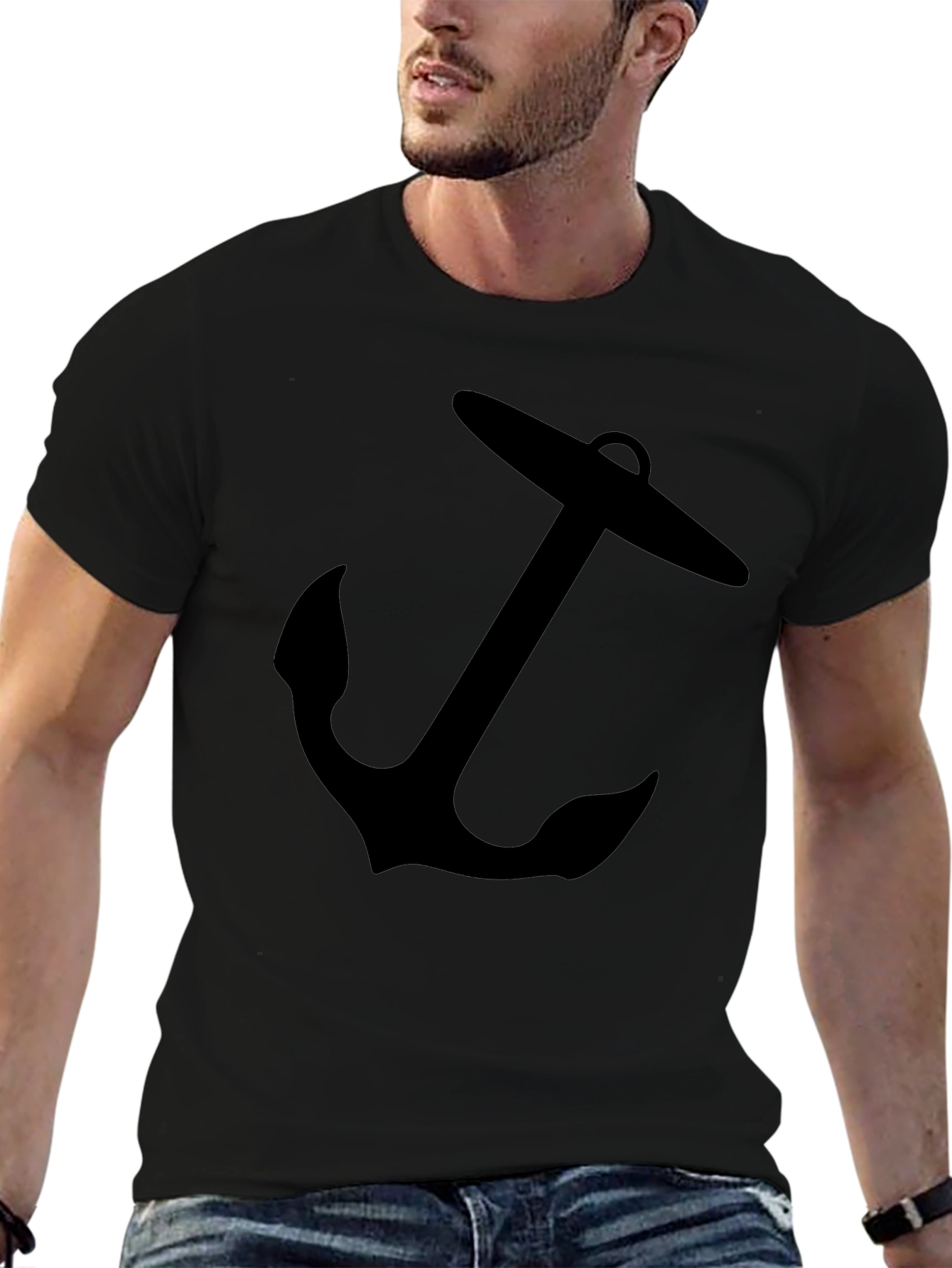 Black Anchor Graphic Tee - Nautical Style Comfort
