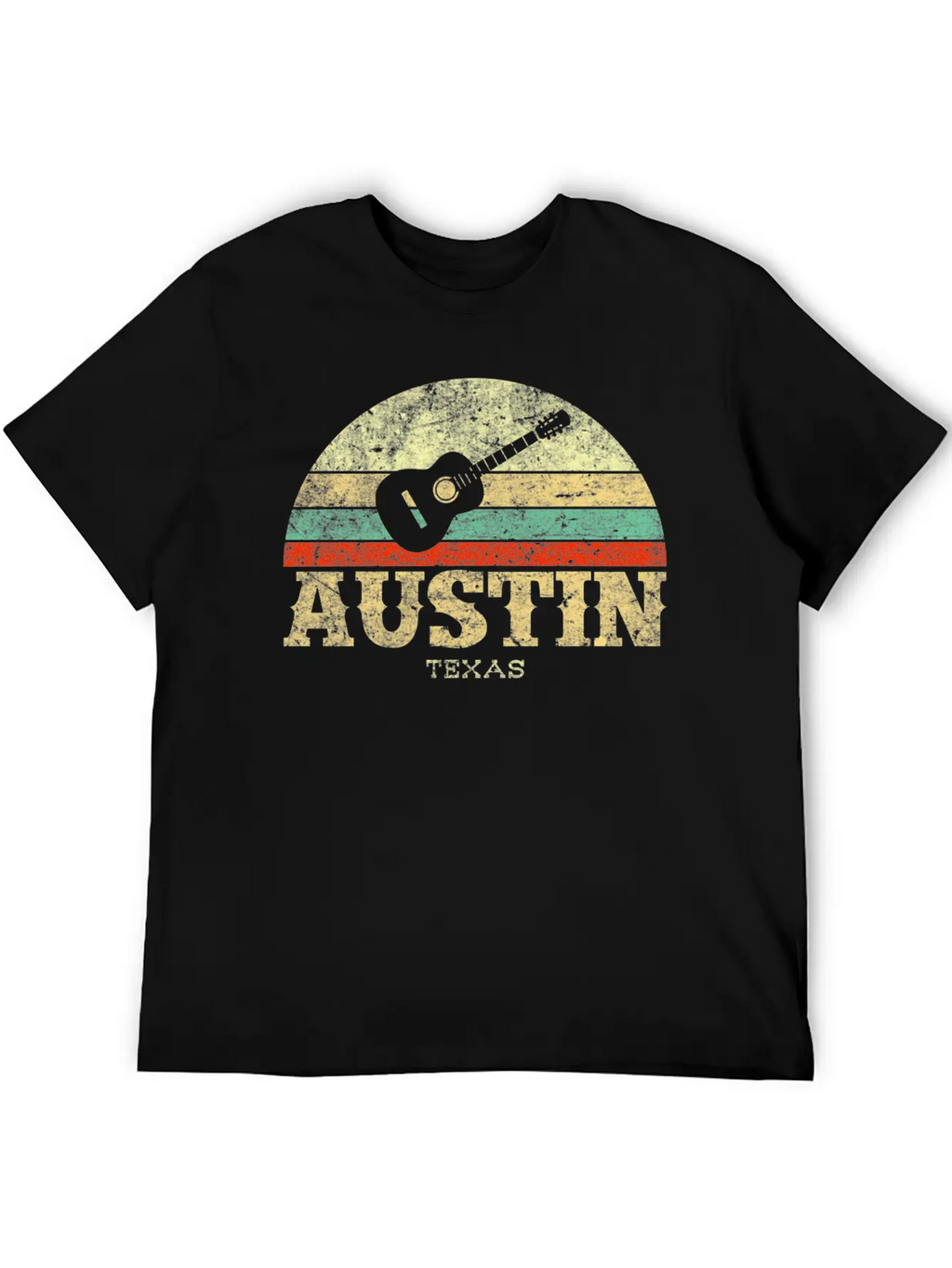 Austin Texas Guitar Lone Star State Casual Graphic T-Shirt – Simple And Comfortable Daily Wear