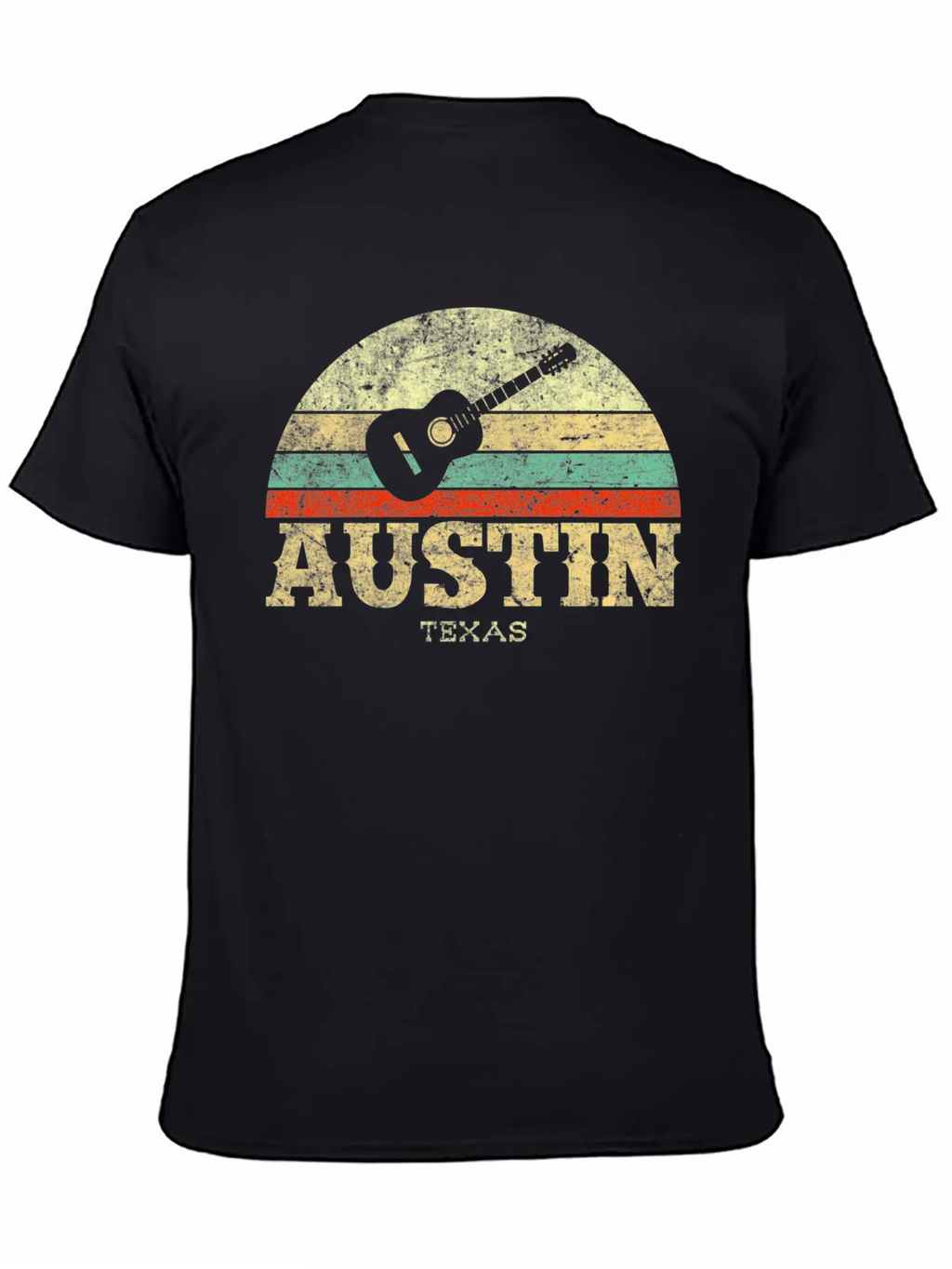 Austin Texas Guitar Lone Star State Casual Graphic T-Shirt – Simple And Comfortable Daily Wear